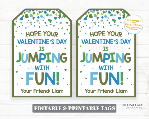 Valentine's Day Jumping with Fun Tag Paratrooper Valentine Parachute Toy Gift Preschool Classroom Printable Kid Editable Non-Candy Valentine