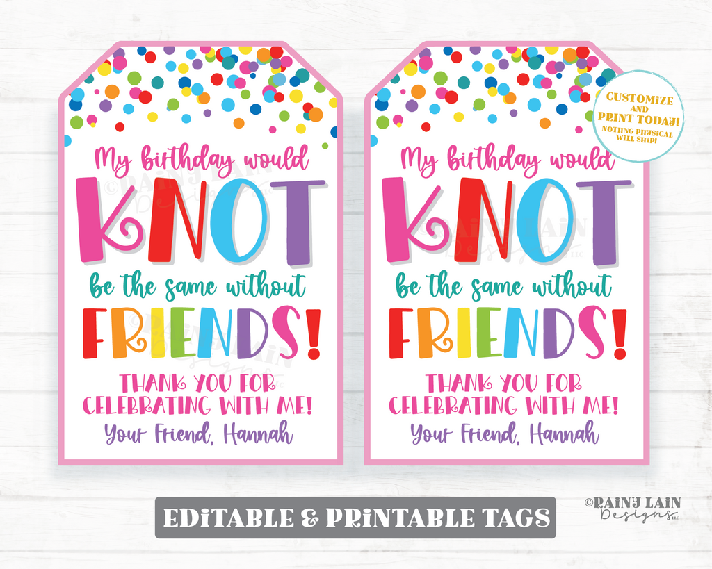 Knot Birthday Tag Friendship Bracelet Pretzel Hair Tie Scrunchie Party –  Rainy Lain Designs LLC