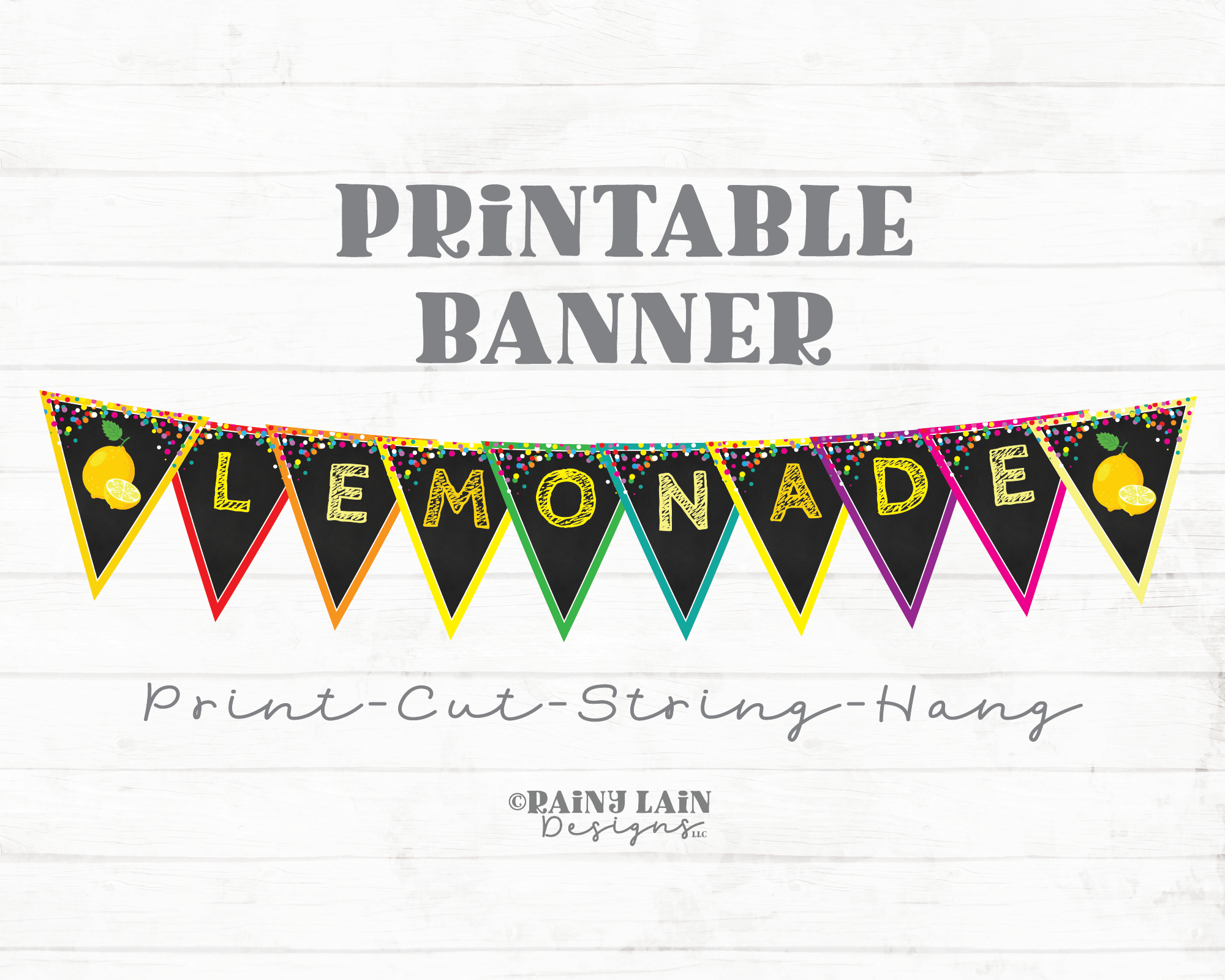 Lemonade Banner Lemonade Booth Printable Banner Lemonade Sale Printables Sign Lemonade Stand Decorations Fundraiser Pennant Banner Lemons