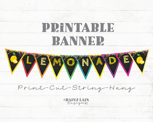 Lemonade Banner Lemonade Booth Printable Banner Lemonade Sale Printables Sign Lemonade Stand Decorations Fundraiser Pennant Banner Lemons