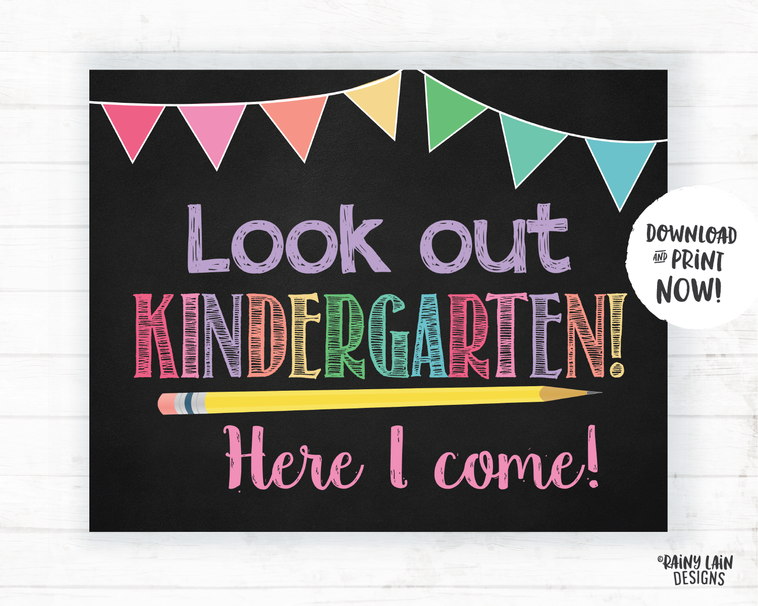 Look Out Kindergarten Here I Come Sign, Kindergarten Here I Come Poster, First Day of Kindergarten Sign Kindergarten Poster Instant Download
