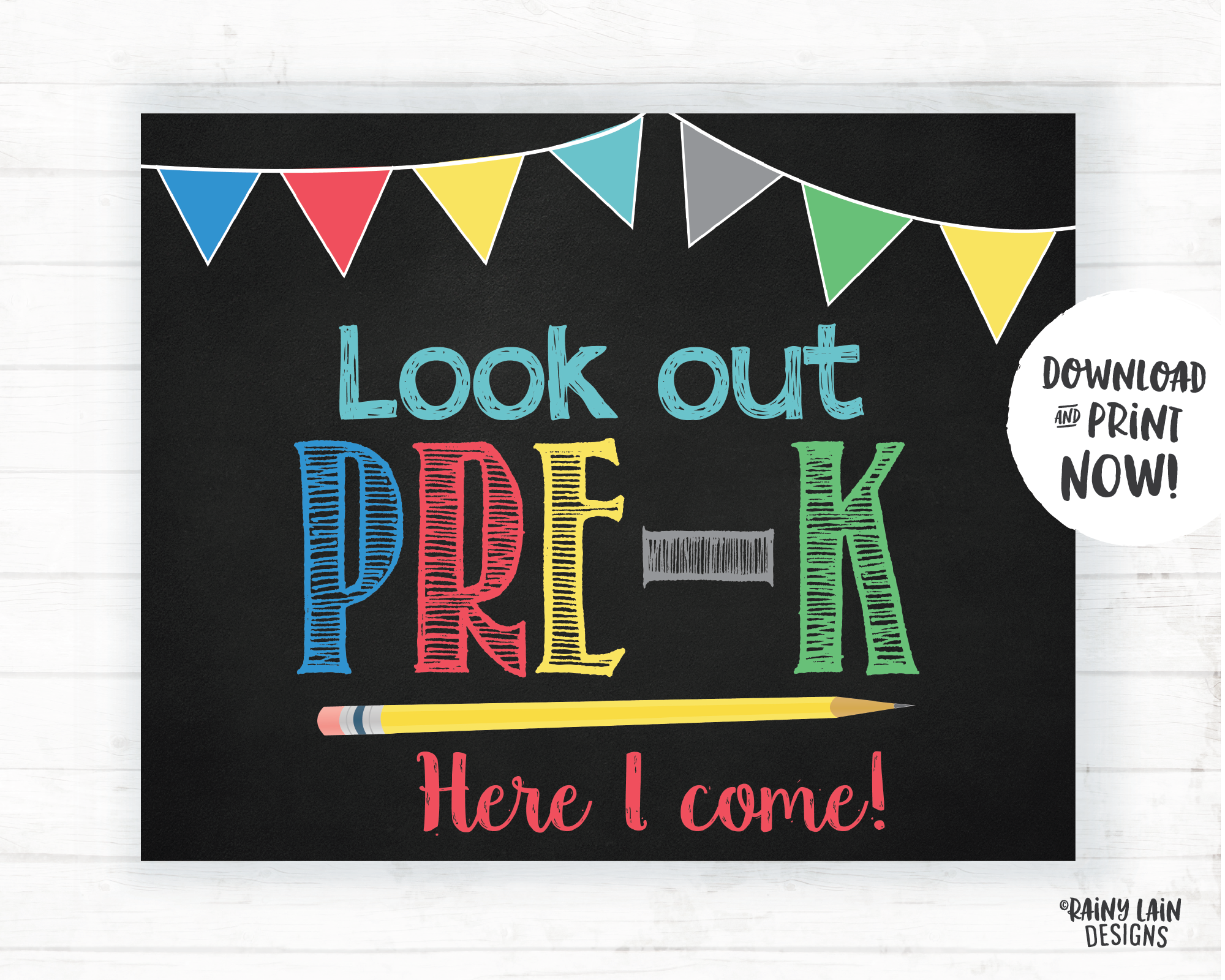 Look Out Pre-K Here I Come Sign, First Day of Pre-K Sign, Pre-K Poster, Pre-K Here I Come Poster, Instant Download