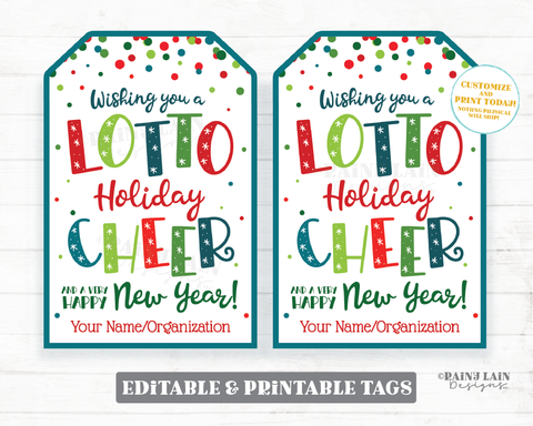 Wishing you a Lotto Cheer and a Happy New Year Holiday Lotto Tags Lottery Christmas Gift Tag Staff Appreciation Friend Co-Worker Teacher