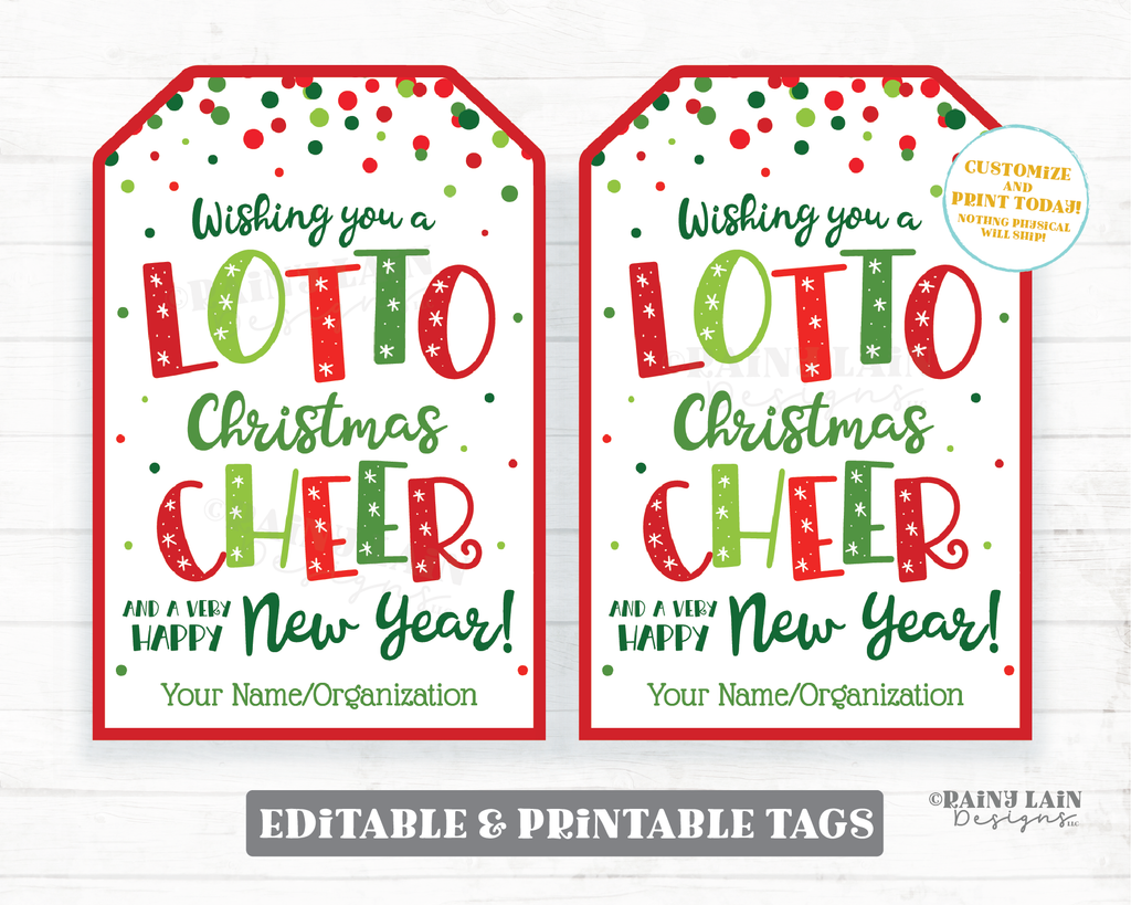 Christmas Lotto Tags Wishing you Lotto Cheer and a Happy New Year Lo – Lain Designs LLC