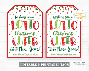 Christmas Lotto Tags Wishing you a Lotto Cheer and a Happy New Year Lottery Holiday Gift Tag Staff Appreciation Friend Co-Worker Teacher
