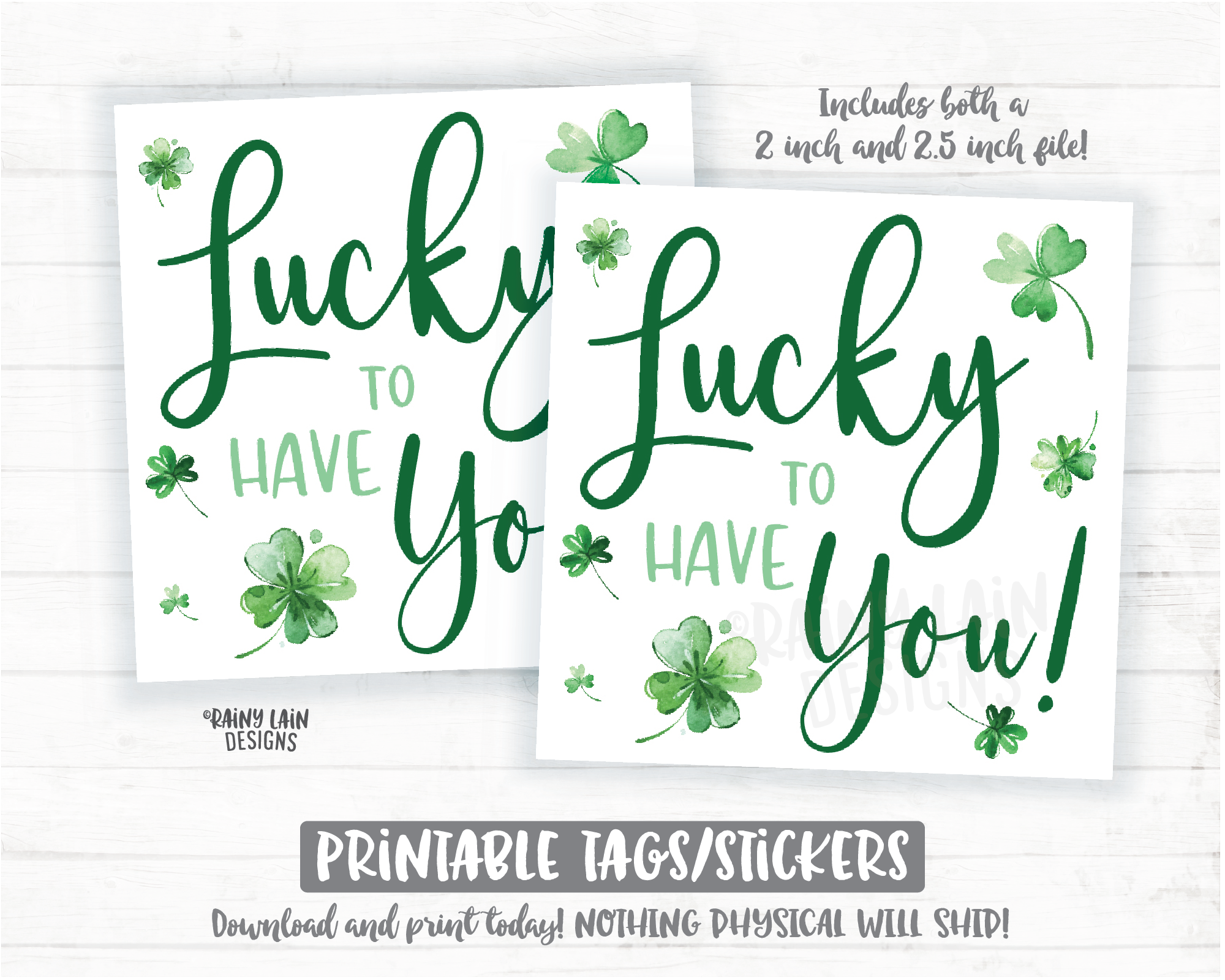 Patrick's Day Square Cookie Tag Lucky To Have You Thank You Tag Co-Worker Friend Nanny Essential Worker St Pattys Shamrocks Printable Bakery - St Patrick's Day Cookie Packaging