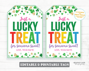 Lucky Treat for Someone Sweet St. Patrick's Day Tag Shamrock Rainbow Gift Cookie Favor Co-Worker Friend Teacher Kids Classroom School PTO