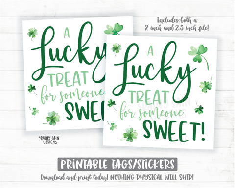 Lucky Treat for Someone Sweet Tag Shamrock Cookie St Pattys Day St Patrick's Day Lucky Charm Square Cookie Printable Instant Download Bakery - St Patrick's Day Cookie Packaging