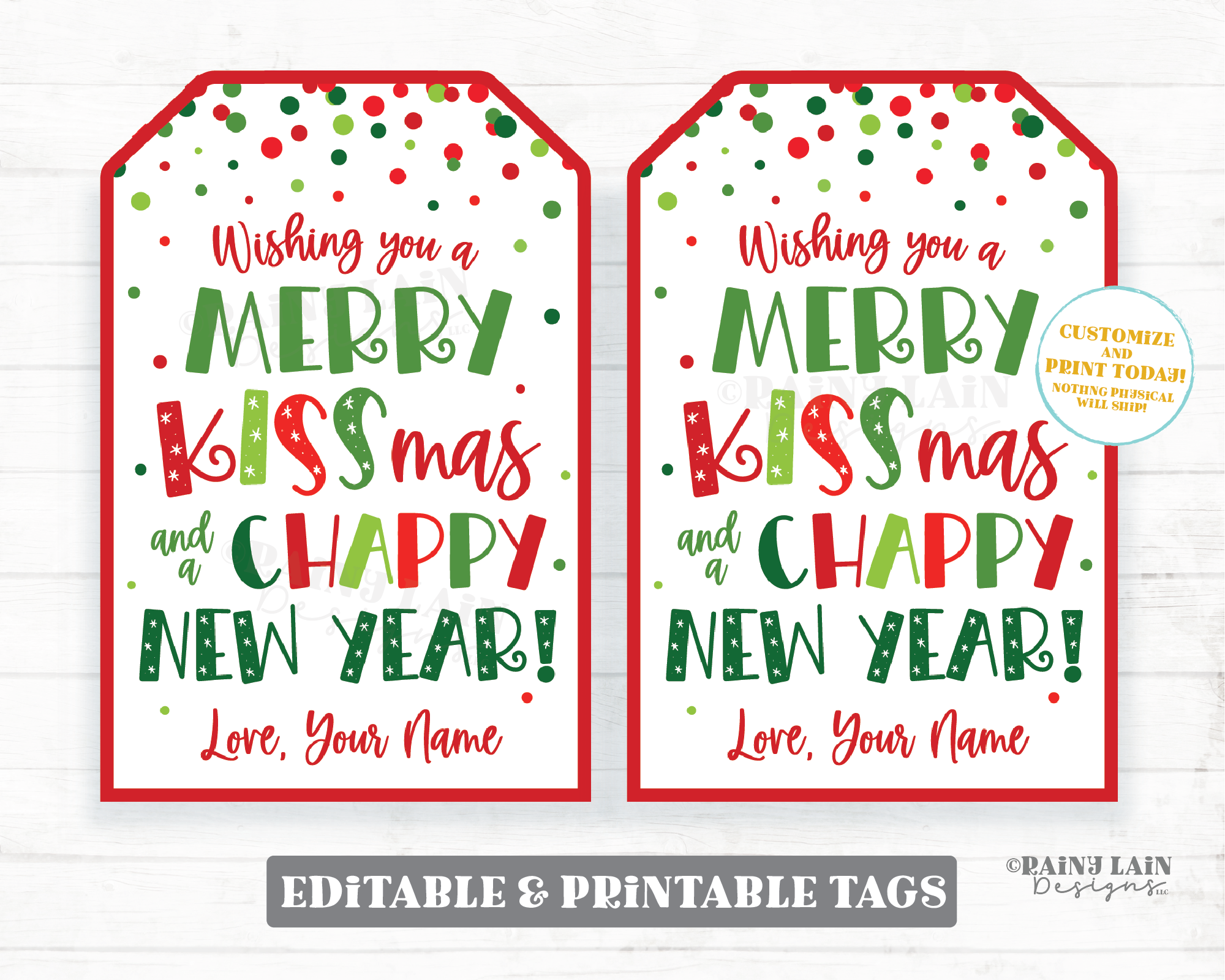 Merry KissMas and Chappy New Year Tag Holiday Chapstick Christmas Lip Balm Gift Tag Employee Appreciation Company Staff Teacher Classroom