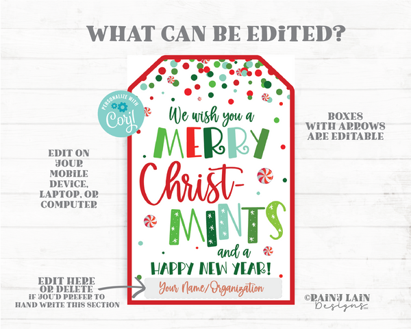 We wish you a merry Christ-mint Christmas Tag Holiday Mint Gift Employee Appreciation Staff Teacher PTO Neighbor Hostess Peppermint Bark