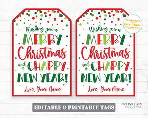 Merry Christmas and Chappy New Year Tag Holiday Chapstick Christmas Lip Balm Gift Tag Employee Appreciation Company Staff Teacher Classroom