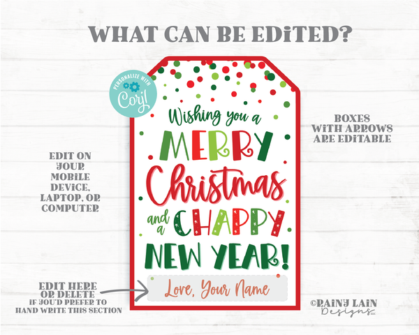 Merry Christmas and Chappy New Year Tag Holiday Chapstick Christmas Lip Balm Gift Tag Employee Appreciation Company Staff Teacher Classroom