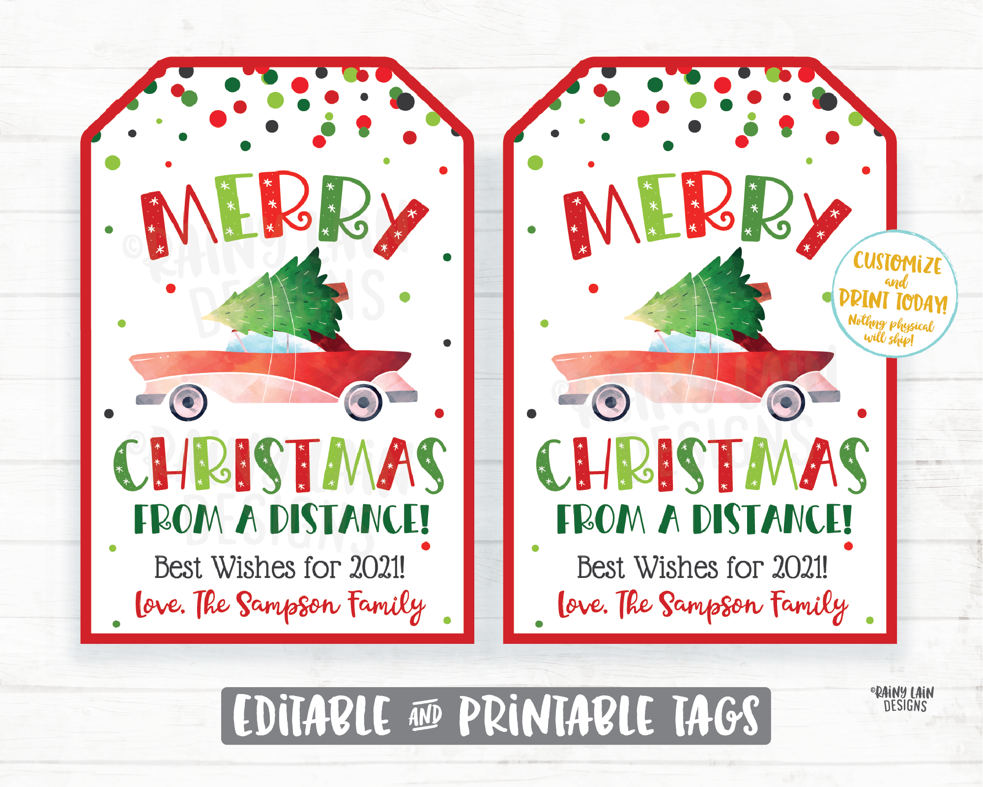 Merry Christmas From A Distance Tags Editable Holiday Gift Tags Printable Christmas Tags Christmas Mask Tags 2020 Social Distancing Pandemic