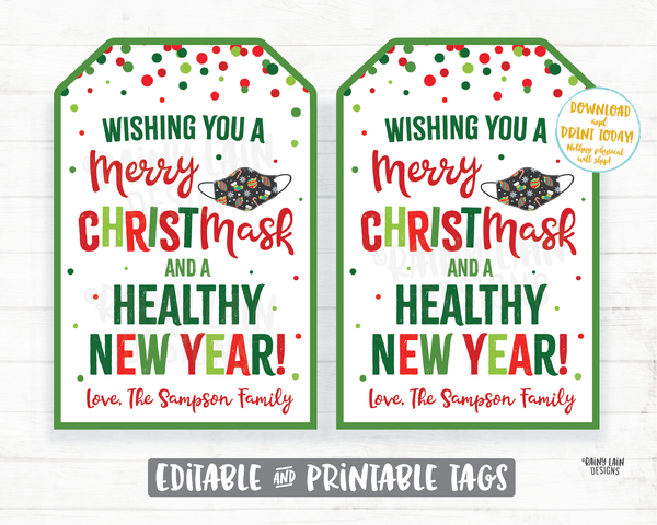 Merry Christmask Face Mask Gift Tag Christmas Tags Employee Company Essential Staff Appreciation Tag Teacher Mask Tag Christ-Mask Favor Tags