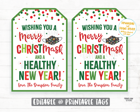 Merry Christmask Face Mask Gift Tag Christmas Tags Employee Company Essential Staff Appreciation Tag Teacher Mask Tag Christ-Mask Favor Tags