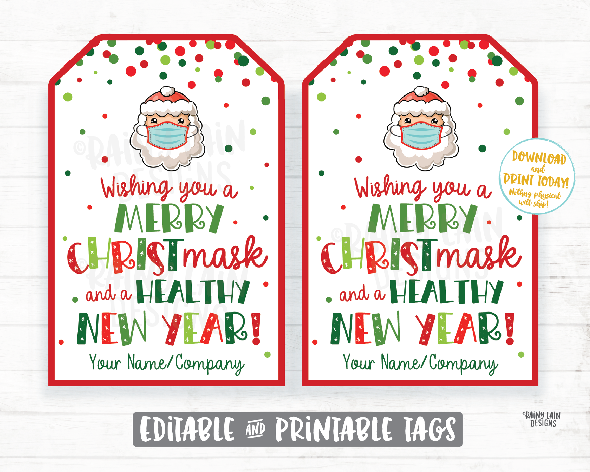 Merry Christmask Face Mask Gift Tag Healthy New Year Christmas Tags Employee Company Essential Staff Appreciation Teacher Christ-Mask Favor