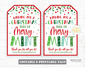 Christmas full of Merry-Mint Tag Holiday Mint Gift Employee Appreciation Staff Teacher Thank you PTO Neighbor Hostess Peppermint Bark