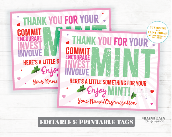 Mint Gift Tags Valentine Employee Appreciation Valentine's Day Company Volunteer Co-Worker Staff Corporate Teacher Mint Thank you Labels
