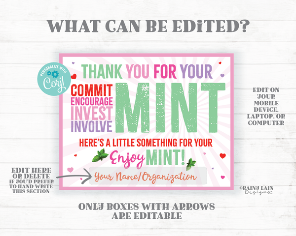 Mint Gift Tags Valentine Employee Appreciation Valentine's Day Company Volunteer Co-Worker Staff Corporate Teacher Mint Thank you Labels