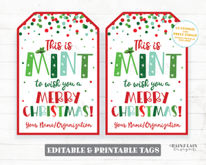 Mint to Wish you Merry Christmas Tag Holiday Mint Thank you Gift Appreciation Employee Company Staff Teacher Thank you PTO Neighbor Hostess