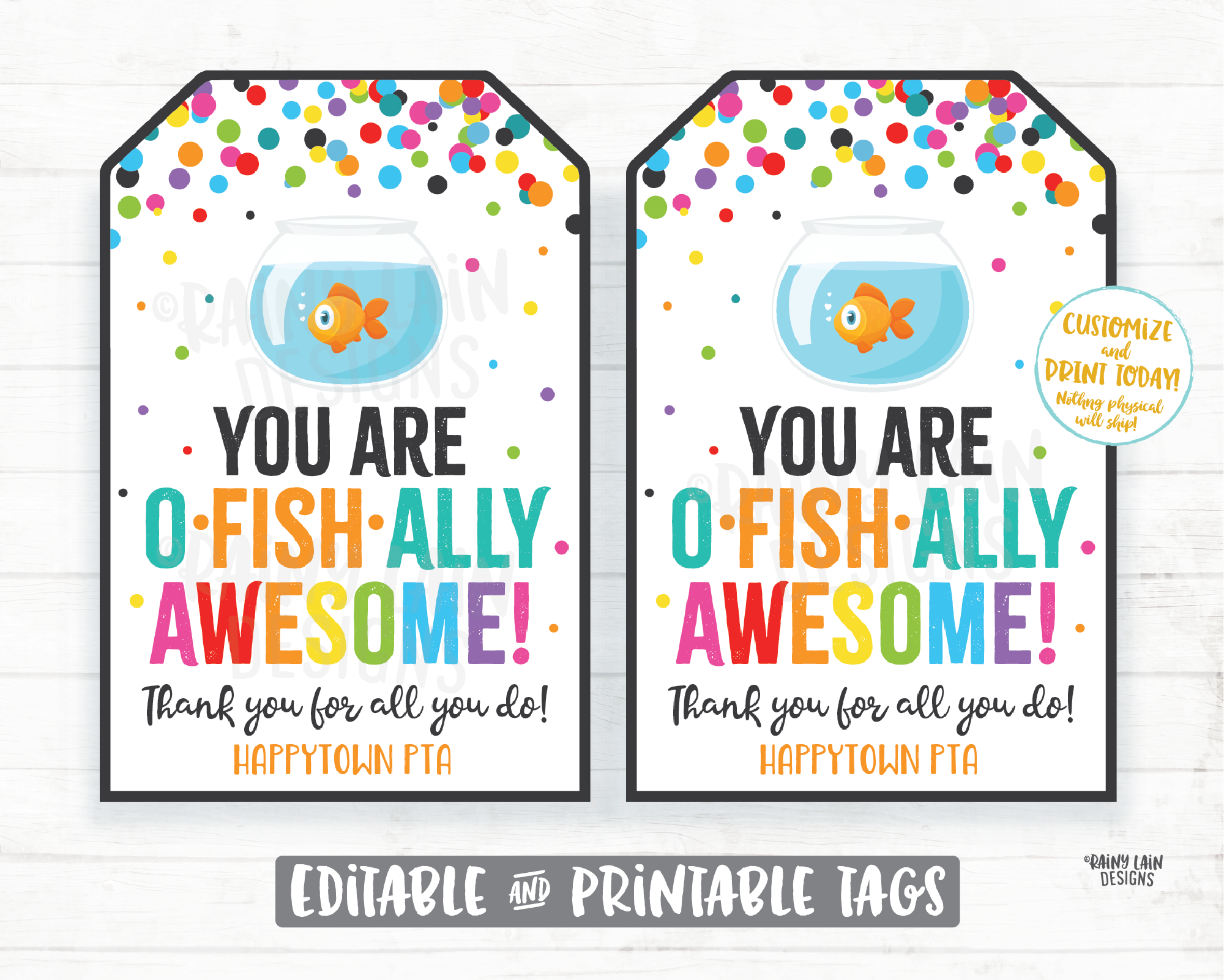 You Are O Fish Ally Awesome Tag Goldfish Gift Tag Fish Employee Apprec –  Rainy Lain Designs LLC