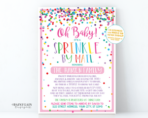 Baby Sprinkle By Mail Invitation Girl Baby Sprinkle Invite Girl Sprinkle Ideas Sprinkle Shower Long Distance Sprinkle Oh Baby Pink Confetti