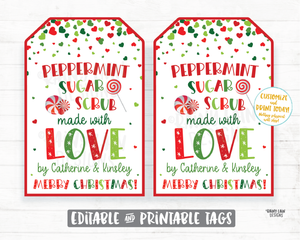 Peppermint Sugar Scrub Tag Homemade Body Scrub Christmas Gift Tag Holiday Tags Co-Worker Staff Friend Neighbor Teacher Handmade Mint Scrub