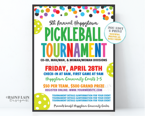 Pickleball Tournament Flyer Editable Pickle Ball Sign Pickle Ball Printables Pickleball Digital Flier Social Media Email Round Robin Lessons