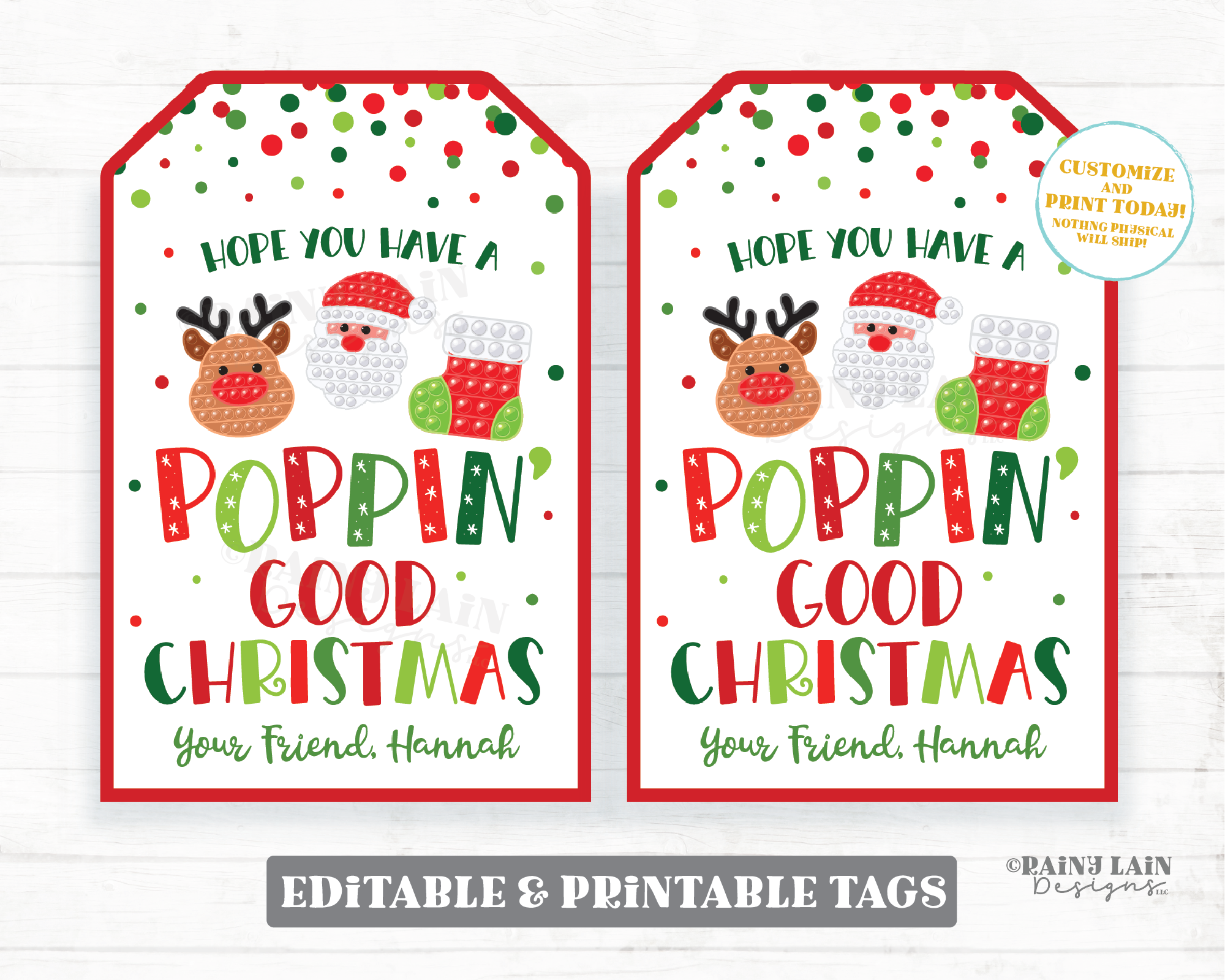 Christmas Pop It Gift Tag Poppin Good Popping Holiday Popit Fidget Toys Teacher to Student Classroom Preschool Kids Editable Tag