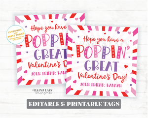 Poppin Great Valentine's Day Tag Pop Gift Popping Good Valentine Fidget Toy Teacher to Student Classroom Preschool Popcorn Non-Candy Favor Pop Bracelet Valentine