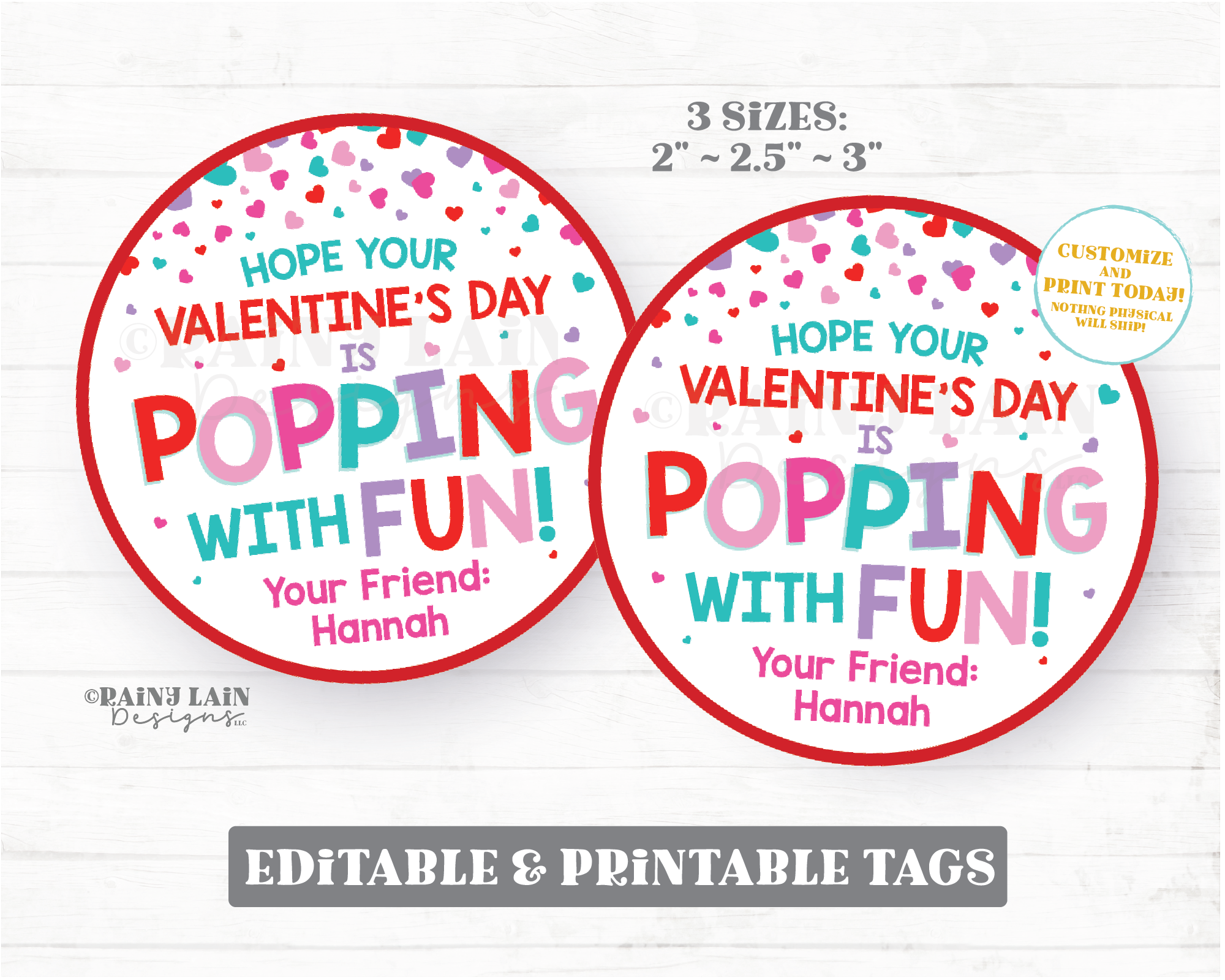 Valentine's Day Student Gift Tags - 20 EDITABLE Designs Valentine Gift Tags