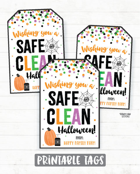 Wishing you a safe and clean halloween Tags Printable Halloween Tag Editable Hand Sanitizer Tags Halloween 2020 Ideas Halloween Gift tags