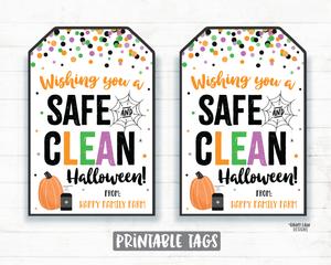 Wishing you a safe and clean halloween Tags Printable Halloween Tag Editable Hand Sanitizer Tags Halloween 2020 Ideas Halloween Gift tags