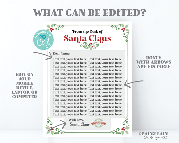 Editable Letter from Santa Letter Nice List Letter Christmas Printable Santa Kit Santa Approved Official Nice List Printable
