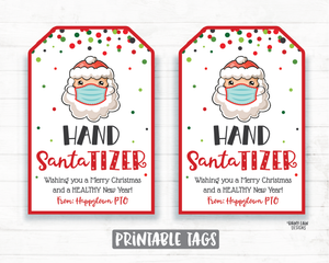 Hand Santa-tizer Christmas Gift Tag Hand Sanitizer Holiday Tag Healthy New Year Employee Appreciation Company Essential Worker Staff Teacher