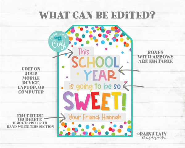 This School Year is Going to be Sweet Tag Back to School First Day of School Gift tags Student from Teacher Friend Staff Classmate Principal
