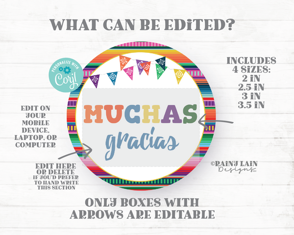 Fiesta Favor Tag Baby Shower Gender Reveal Taco Twosday Three-esta Bridal Birthday Teacher Appreciation Editable Serape Papel Picado