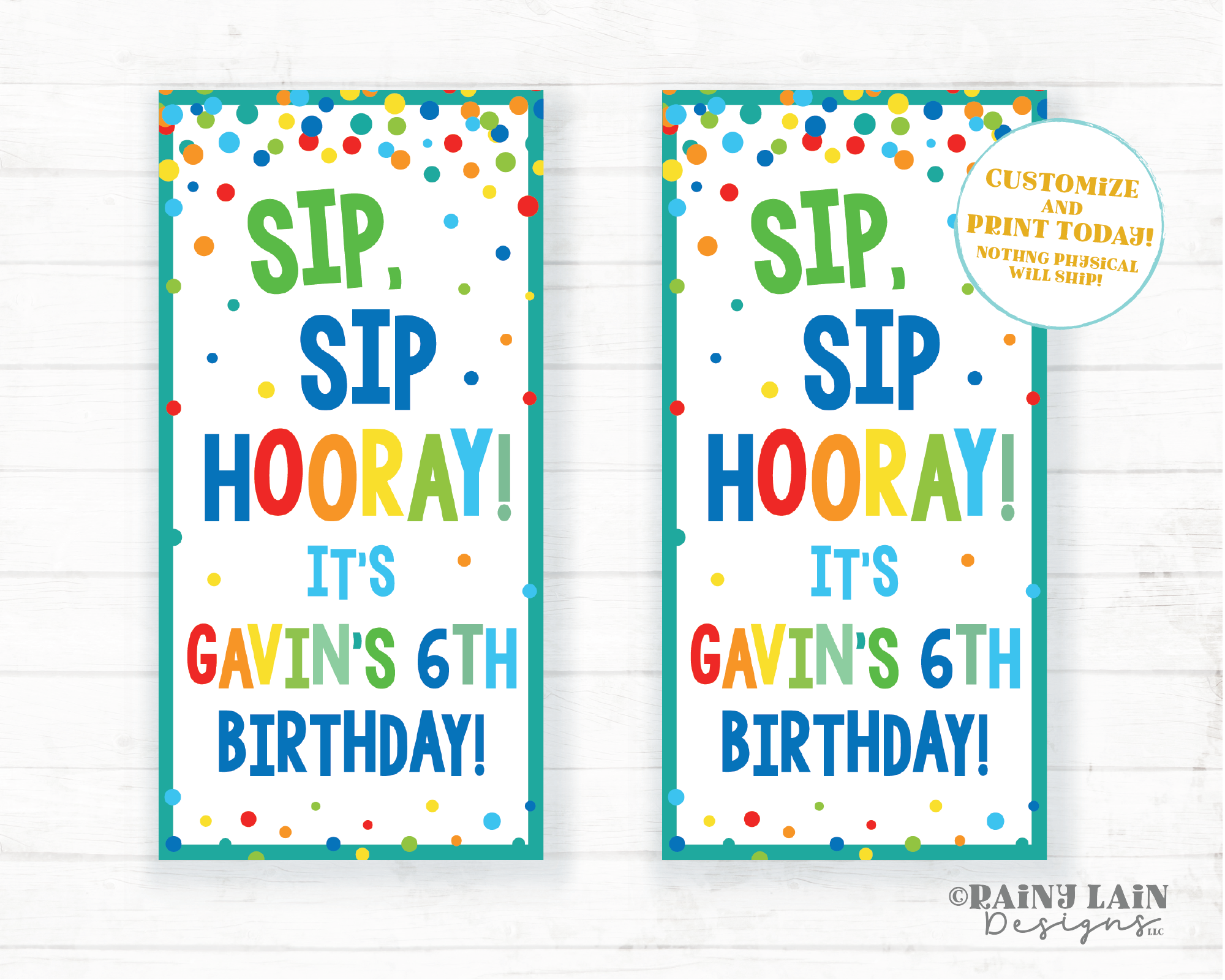 Sip Sip Hooray Birthday Favor Straw Silly Straw Favor Tags Crazy Birthday Party Favor Silly Straw Party Favor Tag Rainbow Confetti Editable