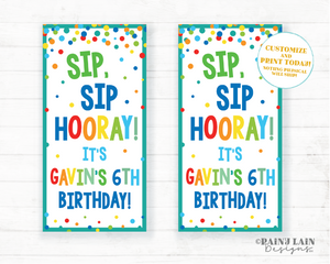 Sip Sip Hooray Birthday Favor Straw Silly Straw Favor Tags Crazy Birthday Party Favor Silly Straw Party Favor Tag Rainbow Confetti Editable