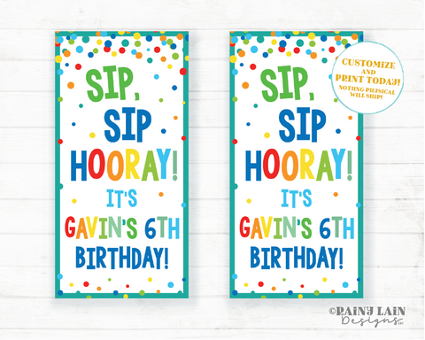 Sip Sip Hooray Birthday Favor Straw Silly Straw Favor Tags Crazy Birthday Party Favor Silly Straw Party Favor Tag Rainbow Confetti Editable