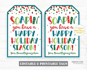 Soapin you have a Happy Holiday Season Tags Christmas Soap Gift Appreciation Handmade Staff Teacher Hand Soap Dish Soap Secret Exchange