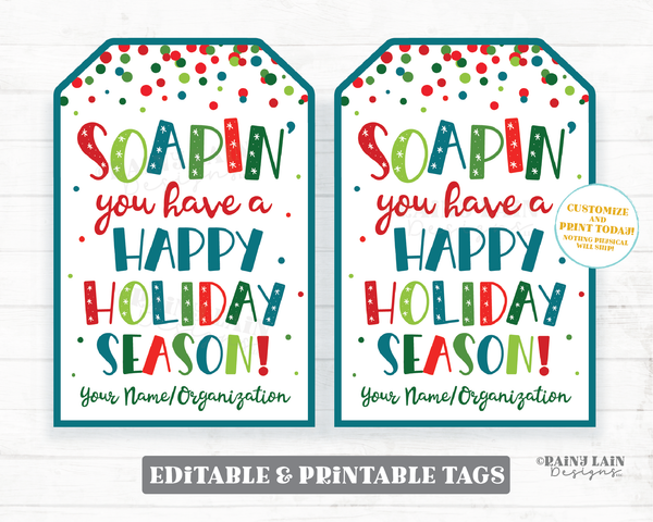 Soapin you have a Happy Holiday Season Tags Christmas Soap Gift Appreciation Handmade Staff Teacher Hand Soap Dish Soap Secret Exchange