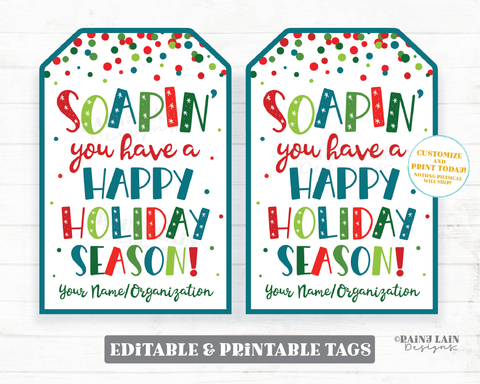 Soapin you have a Happy Holiday Season Tags Christmas Soap Gift Appreciation Handmade Staff Teacher Hand Soap Dish Soap Secret Exchange