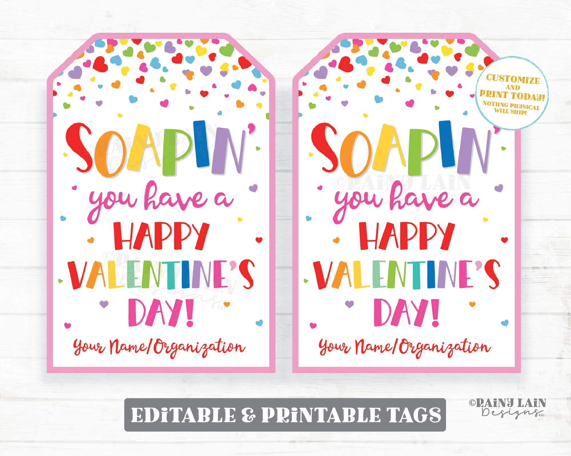 Soapin' Happy Valentine's day Tag Dish Hand Soap Valentine Editable Teacher Staff Employee Printable Appreciation Valentine Gift Tag PTO