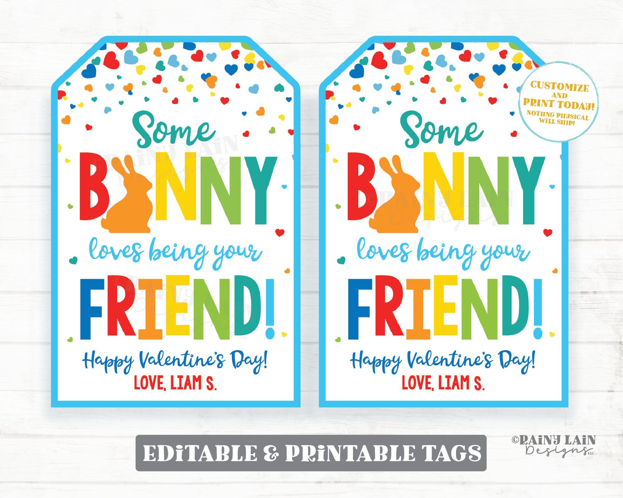 Some Bunny Loves Being Your Friend Valentine Tag Cheese Crackers Bunny Graham Snack Cheddar Bunnies Preschool Classroom Non-Candy Printable