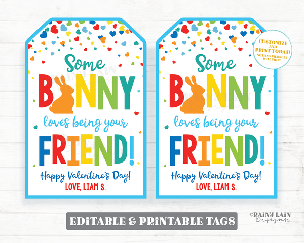 Some Bunny Loves Being Your Friend Valentine Tag Cheese Crackers Bunny Graham Snack Cheddar Bunnies Preschool Classroom Non-Candy Printable