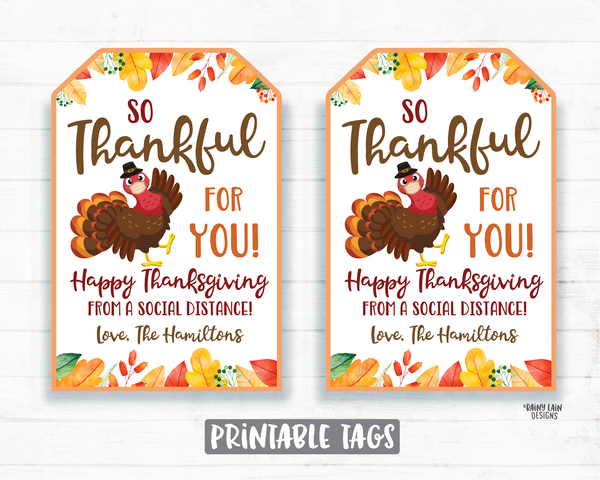 So Thankful For You Thanksgiving Tags Social Distance Face Mask Gift Tag Employee Appreciation Tag Company Essential Staff Corporate Teacher