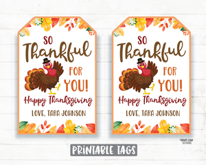 So Thankful For You Gift Tags Thanksgiving Favor Tags Employee Appreciation Tag Company Essential Staff Hostess Teacher Thank you Tag Fall
