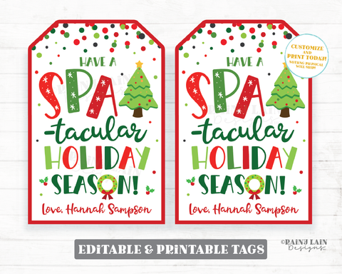 Spa-Tacular Holiday Season Tag Spa Christmas Gift Tag Beauty Appreciation Favor Tags Staff Teacher PTO Co-worker
