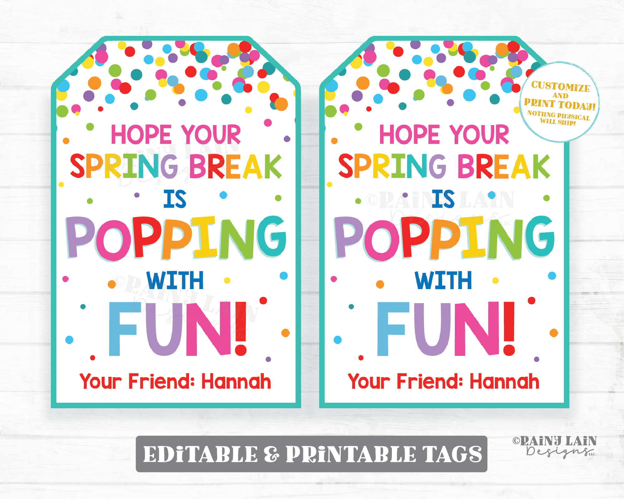 Hope your Spring Break is Popping with Fun Tags Spring Gift Tags Popcorn Pop Fidget Preschool Classroom Printable Kids Teacher Favor
